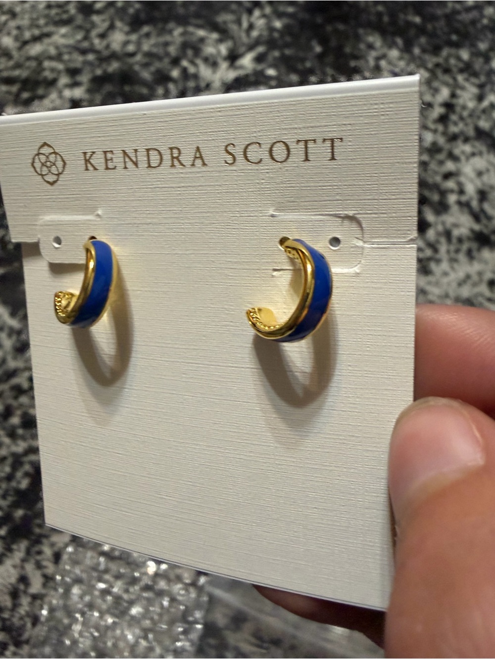 Kendra Scott Gold & Cobalt Blue Enamel Half-Hoop Earrings